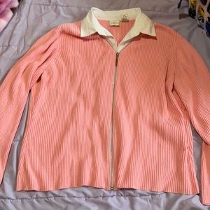 pink zip up sweater w/collar